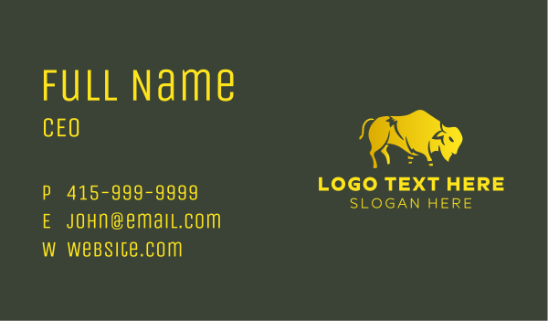 Gold Bison Zoo Business Card Design Image Preview