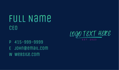 Neon Handwriting Wordmark Business Card Image Preview