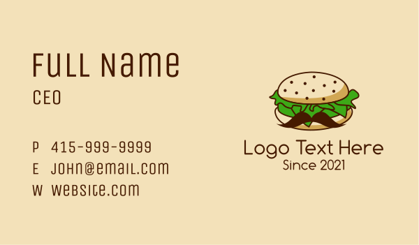 Burger Mustache Business Card Design Image Preview