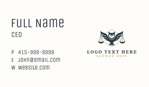 Owl Legal Justice Business Card Design Image Preview