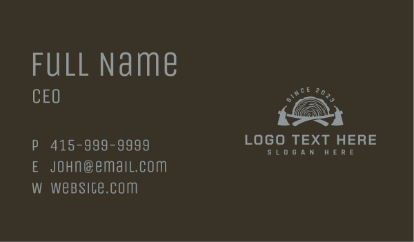 Axe Lumberjack Log Business Card Design Image Preview