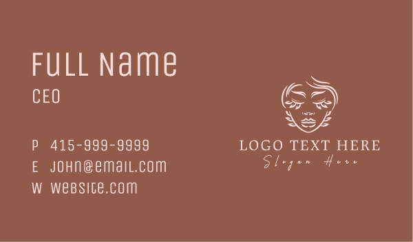 Feminine Leaf Face Business Card Design Image Preview