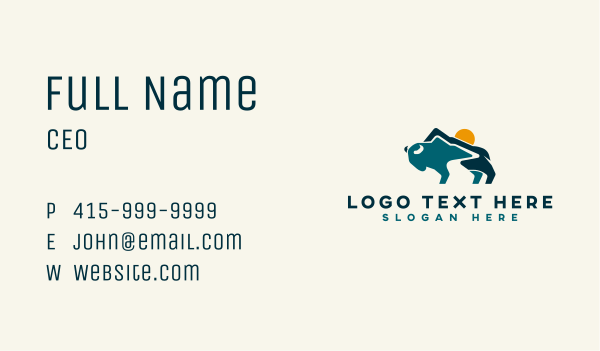 Valley Mountain Bison Business Card Design Image Preview