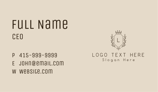 Royal Crown Wreath Shield Letter Business Card Design Image Preview