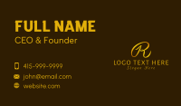 Gold Cursive Letter R Business Card Image Preview