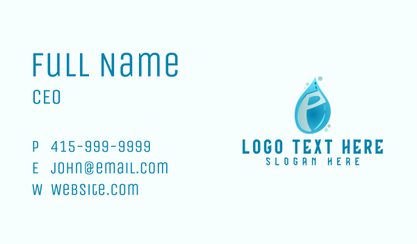 Blue Water Drop Letter P Business Card Design Image Preview