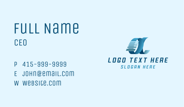 Blue Letter A Ribbon Business Card Design Image Preview