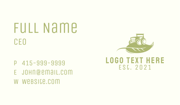 Agriculture Leaf Tractor  Business Card Design Image Preview