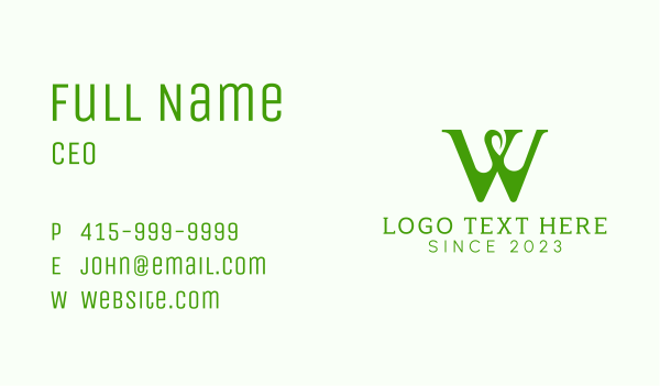 Green Letter W Business Card Design Image Preview