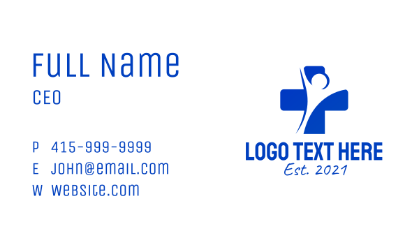 Blue Human Medical Cross  Business Card Design Image Preview