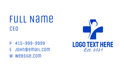 Blue Human Medical Cross  Business Card Image Preview
