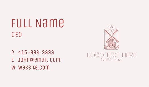 Countryside Farm Windmill  Business Card Design Image Preview