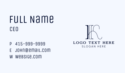 Fancy Business Letter K Business Card Image Preview