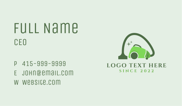 Green Eco Clean Vacuum  Business Card Design Image Preview