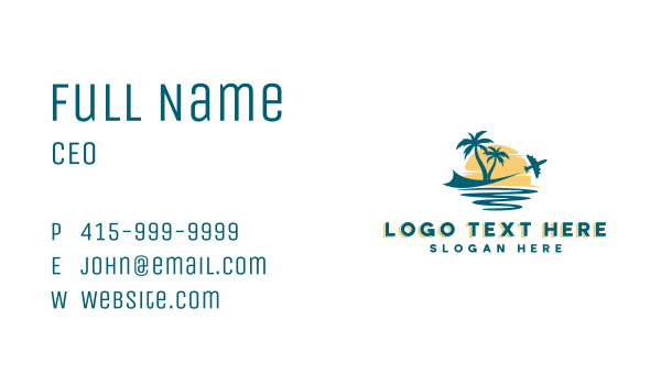 Airplane Beach Tour Business Card Design Image Preview