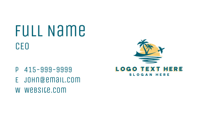 Airplane Beach Tour Business Card Image Preview