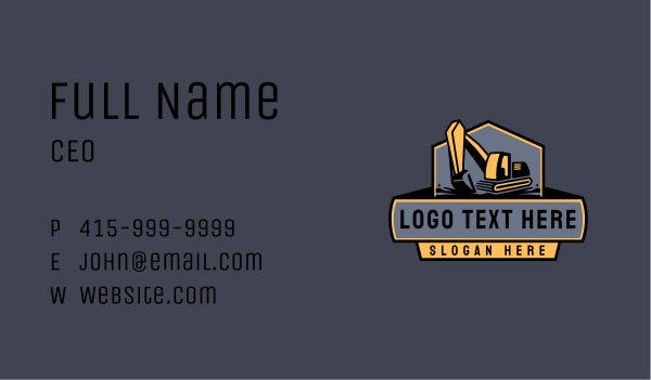 Excavator Industrial Equipment Business Card Design Image Preview