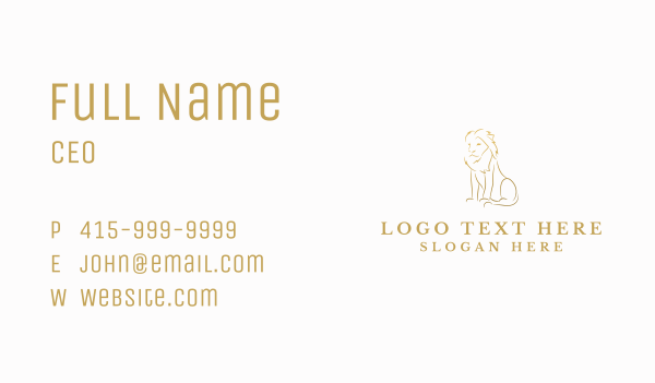 Golden Minimalist Lion Business Card Design Image Preview