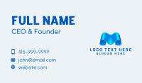 Metallic Blue Letter M Business Card Design