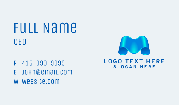 Metallic Blue Letter M Business Card Design Image Preview
