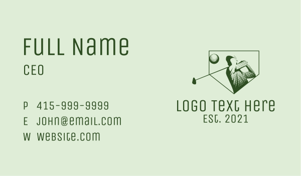 Minimalist Golf Player Business Card Design Image Preview