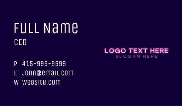 Pink Neon Business Business Card Design Image Preview