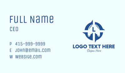 Blue Lung Compass Lettermark Business Card Image Preview