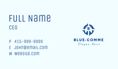 Blue Lung Compass Lettermark Business Card Image Preview