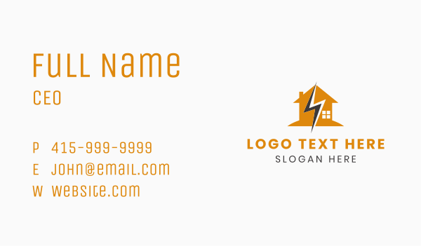 Lightning Energy House Business Card Design Image Preview