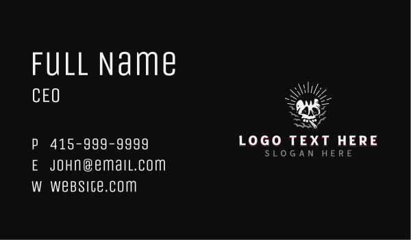 Cigarette Smoking Skull Business Card Design Image Preview