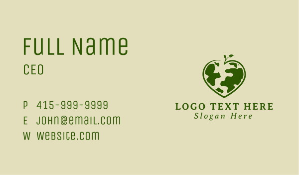 Green Heart Earth Leaf Business Card Design Image Preview