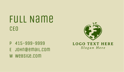Green Heart Earth Leaf Business Card Image Preview