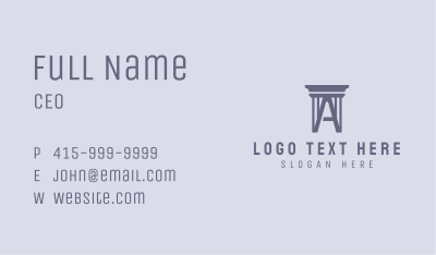 Gray Column Letter A Business Card Image Preview