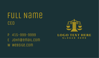 Greek Column Justice Scales Business Card