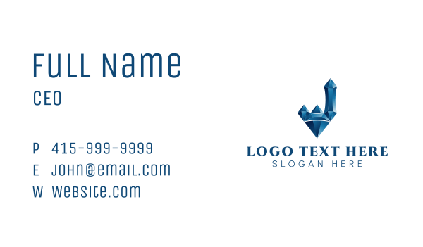 Blue Crystal Letter J Business Card Design Image Preview