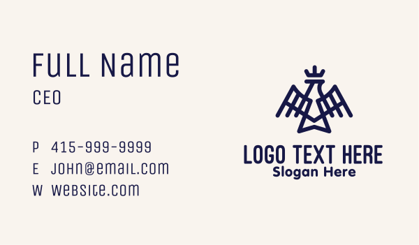 Blue Royal Eagle Monoline Business Card Design Image Preview