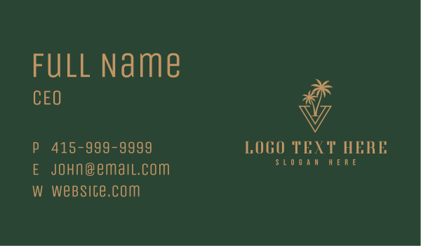 Palm Tree Resort Business Card Design Image Preview
