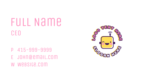 Cute Robot Wink Business Card Design Image Preview