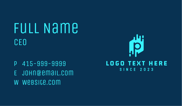Cyber Application Letter P Business Card Design Image Preview