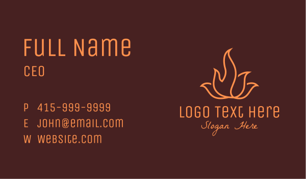 Orange Flame Monoline Business Card Design Image Preview