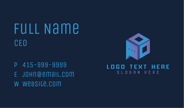 Gradient 3D Chatbox Business Card Design Image Preview