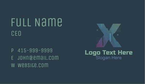 Modern Glitch Letter X Business Card Design