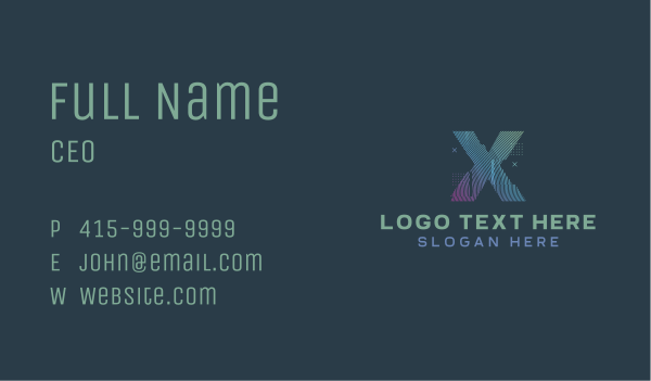 Modern Glitch Letter X Business Card Design Image Preview