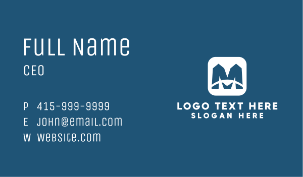Blue Letter M App Business Card Design Image Preview