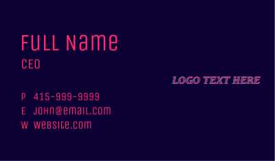 Glitch Neon Wordmark Business Card Image Preview