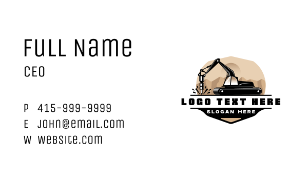 Excavator Digger Construction Business Card Design Image Preview