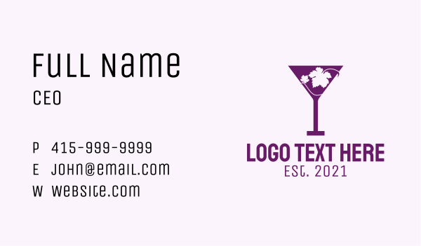 Violet Martini Glass  Business Card Design Image Preview