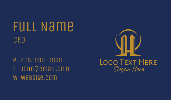 Gold Condominium Tower  Business Card Design Image Preview