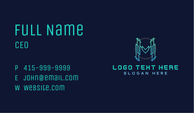 Futuristic Modern Letter M Business Card Image Preview