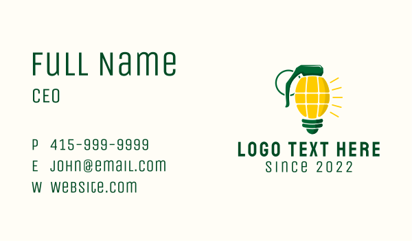Grenade Light Bulb  Business Card Design Image Preview